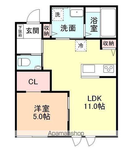 ナチュラルヴィレッジ太閤山(1LDK/2階)の間取り写真