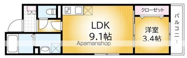 コモイルソーレ弁天(1LDK/3階)の間取り写真