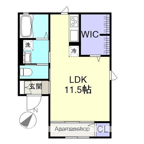 ケイヒルズⅠ(ワンルーム/1階)の間取り写真