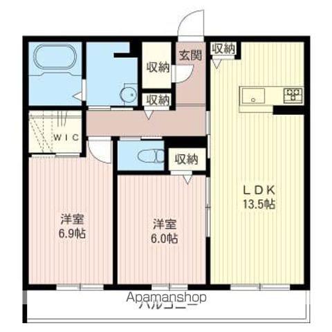 中央本線 日野駅(東京) 徒歩8分 3階建 築13年(2LDK/1階)の間取り写真