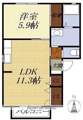 ペアシティ A(1LDK/2階)の間取り写真