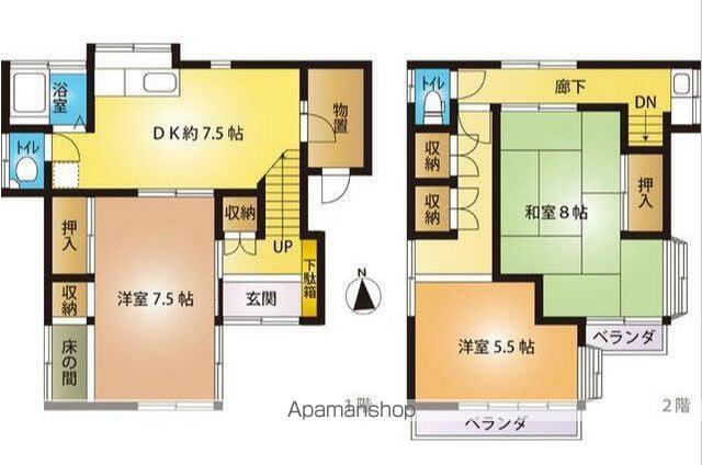 東京都府中市 2階建 築57年(3DK)の間取り写真