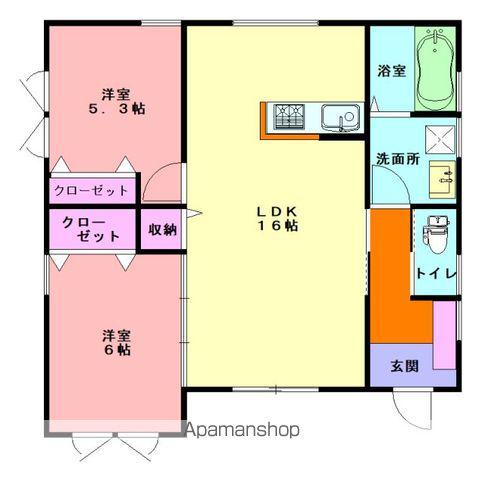 岩手県一関市 1階建 新築(2LDK)の間取り写真