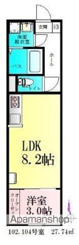 BAU美田園(1LDK/1階)の間取り写真