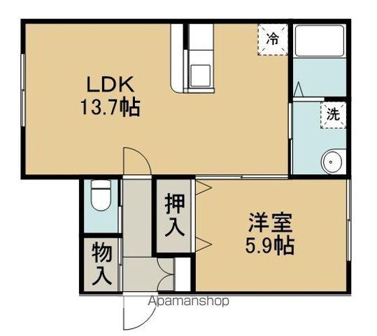 ロイヤルハイム明野新町G棟(1LDK/2階)の間取り写真