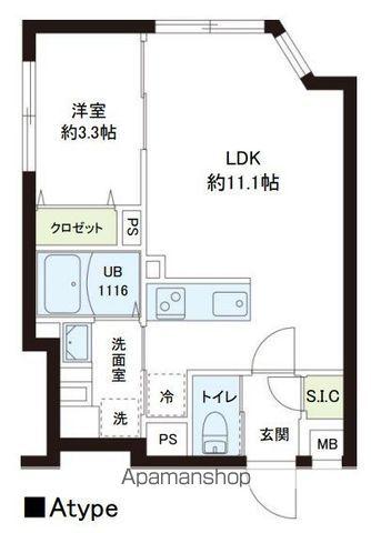 レピュア小石川レジデンス(1LDK/1階)の間取り写真