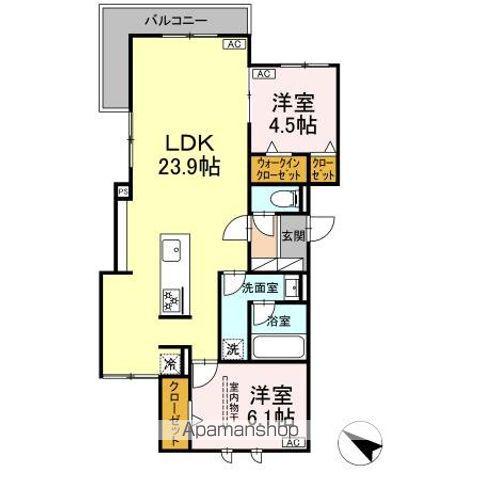EUZAK RESIDENCE GIFU ウエストユーザックレ(2LDK/2階)の間取り写真