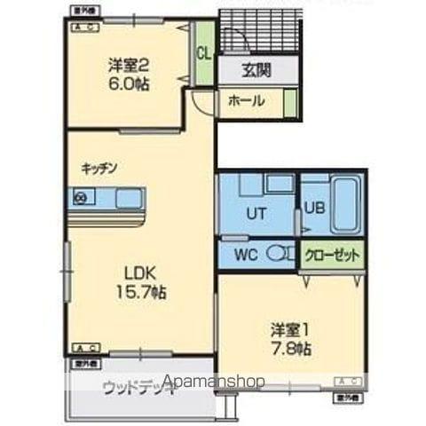 コンフォート下太田(2LDK/1階)の間取り写真