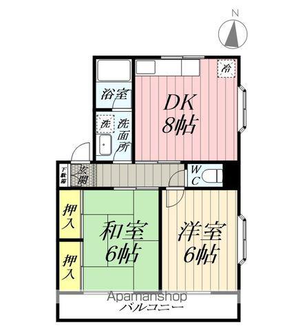 アークヒルシンワⅡA(2DK/2階)の間取り写真