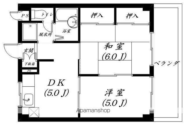 ロイヤルステージ石山(2DK/5階)の間取り写真