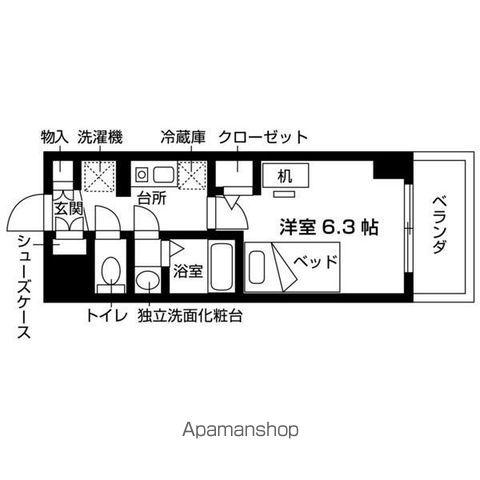 エスリードカレッジゲート南草津(1K/6階)の間取り写真