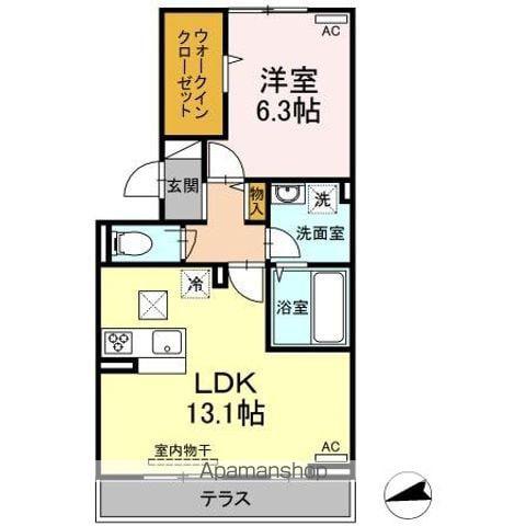プレステージア厚南北Ⅰ(1LDK/1階)の間取り写真