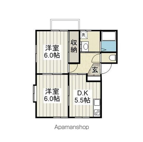 ホワイトハウス(2DK/2階)の間取り写真
