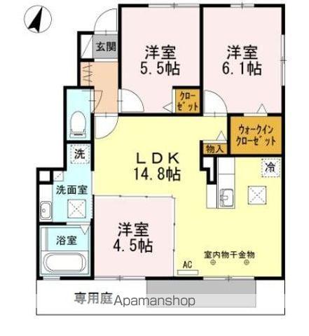 東海道本線 浜松駅 バス乗車時間:32分 遠鉄バス 半田上バス停バス停で下車 徒歩10分 2階建 築11年(3LDK/1階)の間取り写真
