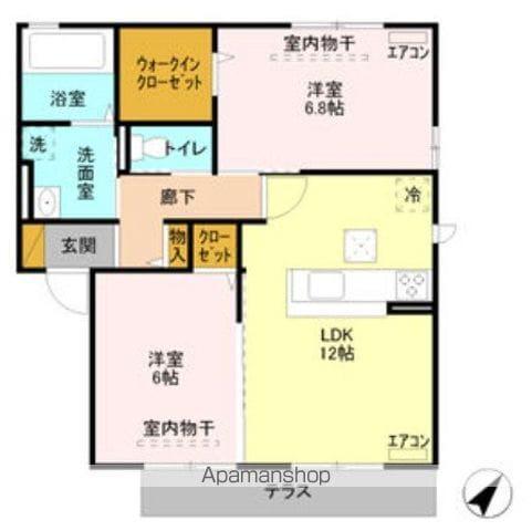 ロイヤルベルグ B(2LDK/1階)の間取り写真