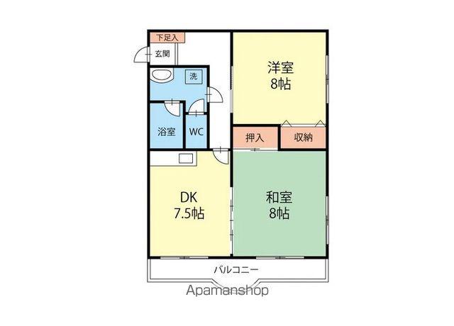 マンション元町(2DK/1階)の間取り写真