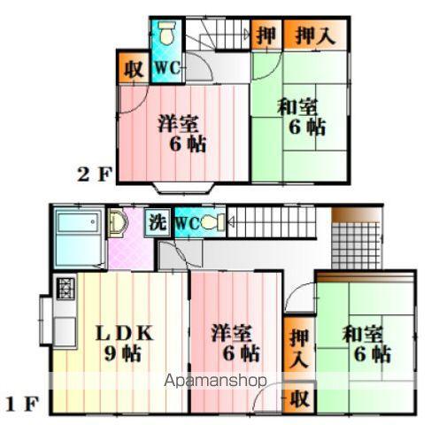 芸備線 戸坂駅 徒歩5分 2階建 築42年(4DK)の間取り写真