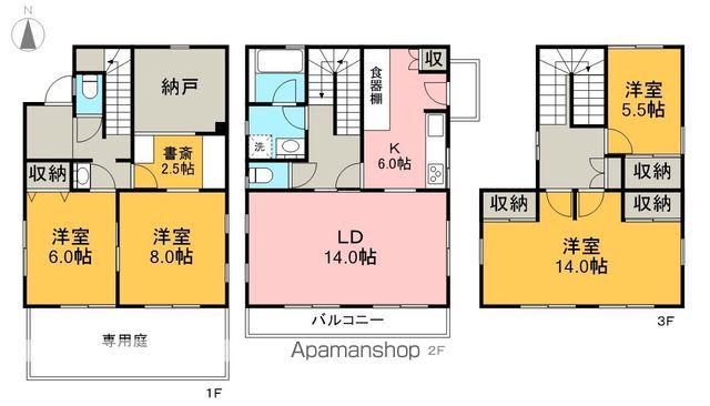 名古屋市東山線 一社駅 徒歩2分 3階建 築27年(4LDK)の間取り写真