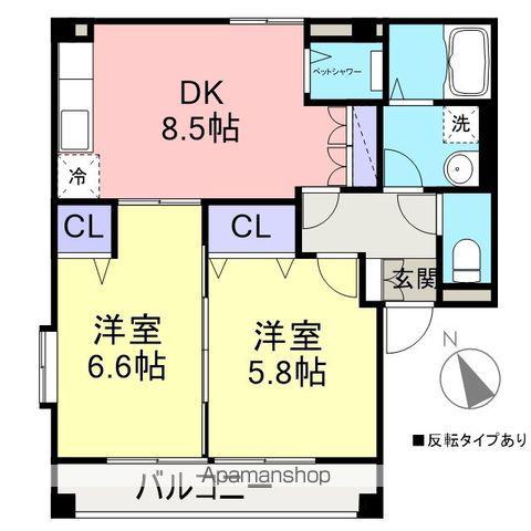 ヴァローレクマサカ(2DK/3階)の間取り写真