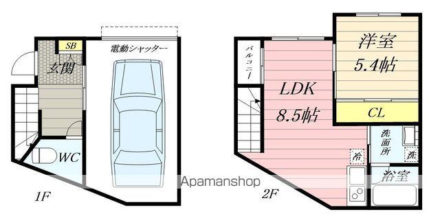 GARAGE VILLA SHIVERS B(1LDK/2階)の間取り写真