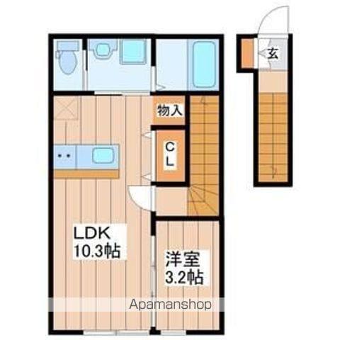 ウエストグランデ(1LDK/2階)の間取り写真