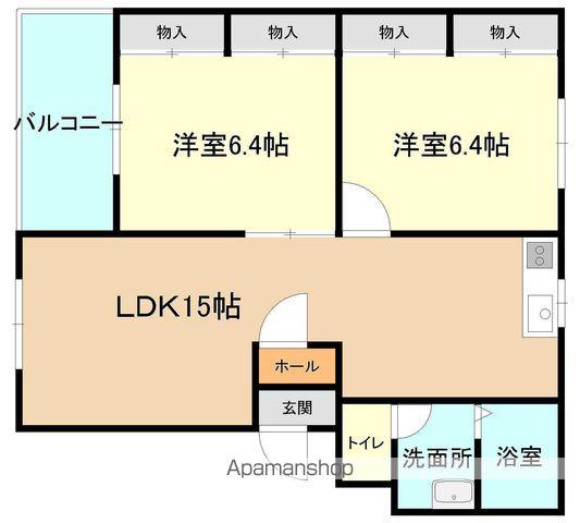 グランデージ鹿島台(2LDK/3階)の間取り写真