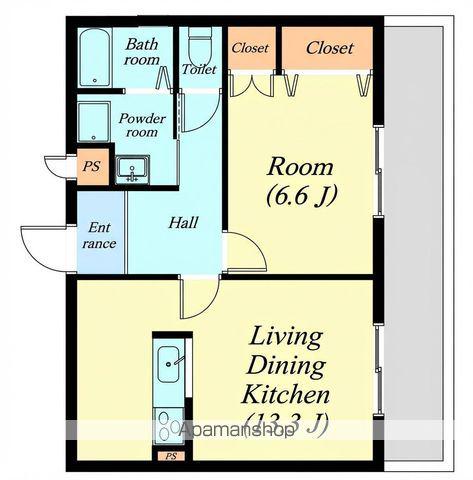 ウエスト プレシアス(1LDK/1階)の間取り写真