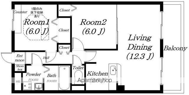 オークレィコート(2LDK/1階)の間取り写真