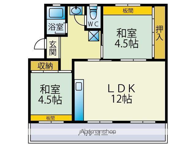長丘リーゼントコーポレーションD棟(2LDK/4階)の間取り写真