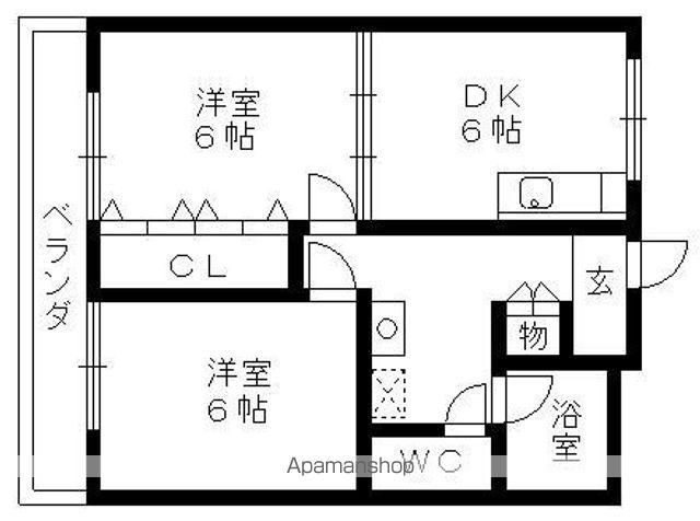 マルイチビル(2DK/6階)の間取り写真