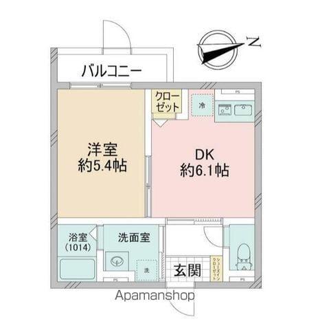 クロレ南流山Ⅵ(1DK/2階)の間取り写真