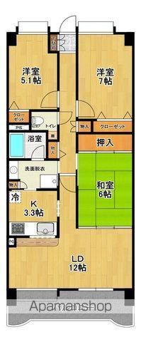 チサンマンション神明町1202号(3LDK/12階)の間取り写真