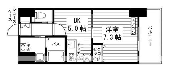 パークサイド加治屋町(1DK/8階)の間取り写真