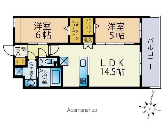 ビーコンヒル田島(2LDK/1階)の間取り写真