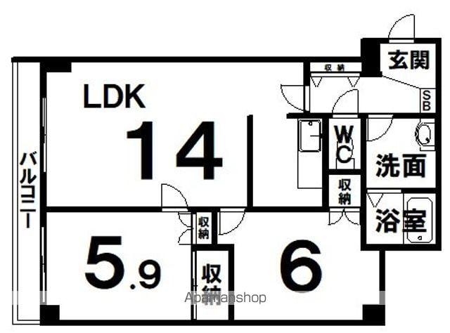 ハイムパピルス(2LDK/2階)の間取り写真