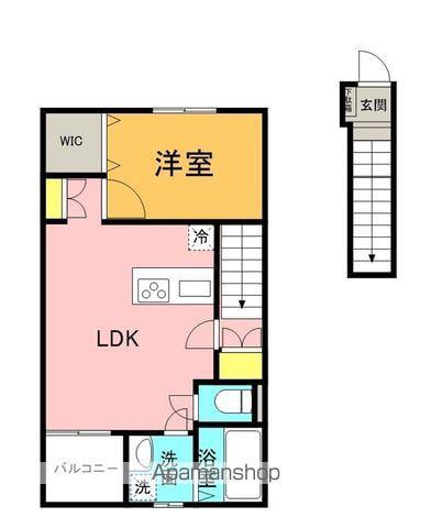 シエルクレールⅠ A(1LDK/2階)の間取り写真