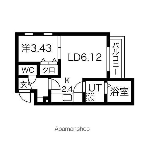 ファスティオン姪浜(1LDK/3階)の間取り写真