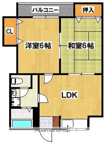 シャトー皆美(2LDK/3階)の間取り写真
