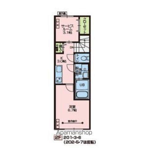 オークD(1K/2階)の間取り写真