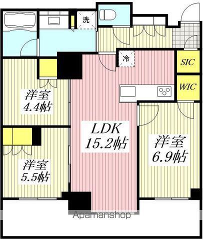 アトラスタワー小平小川(3LDK/9階)の間取り写真