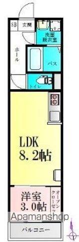 BAU美田園(1LDK/3階)の間取り写真