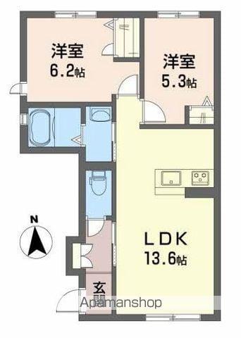 シャーメゾン・ジラソーレ A棟(2LDK/1階)の間取り写真