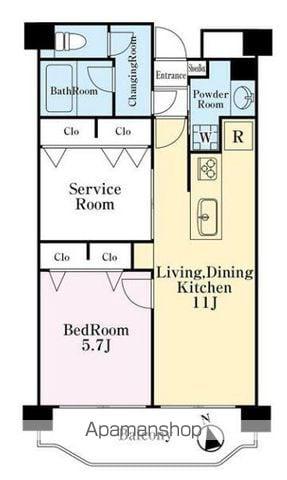 ニュー目黒フラワーマンション(1SLDK/12階)の間取り写真