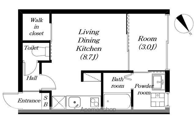 東海道本線 野洲駅 バス乗車時間:23分 西河原二丁目バス停で下車 徒歩6分 2階建 新築(1LDK/1階)の間取り写真