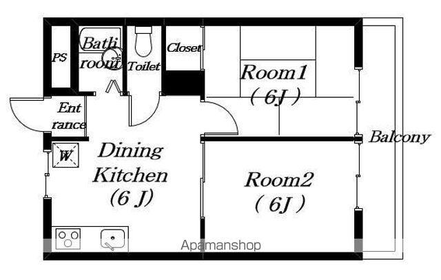 ラ・トゥール水口 西(2DK/2階)の間取り写真