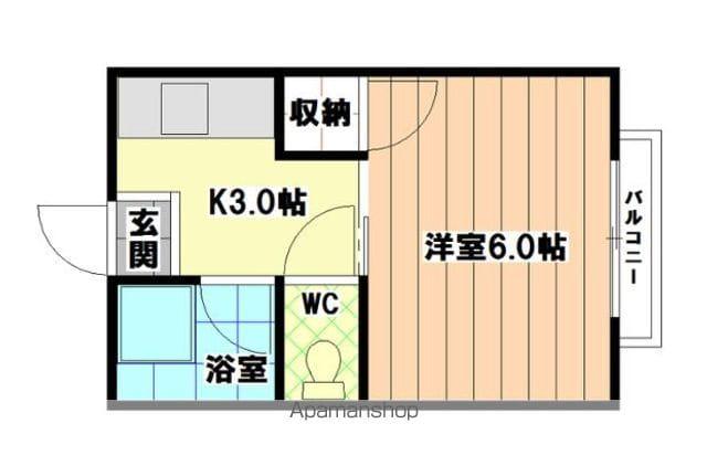 シティハイムツイン(1K/2階)の間取り写真