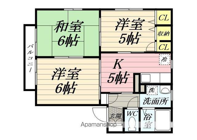 ボナール(3K/2階)の間取り写真