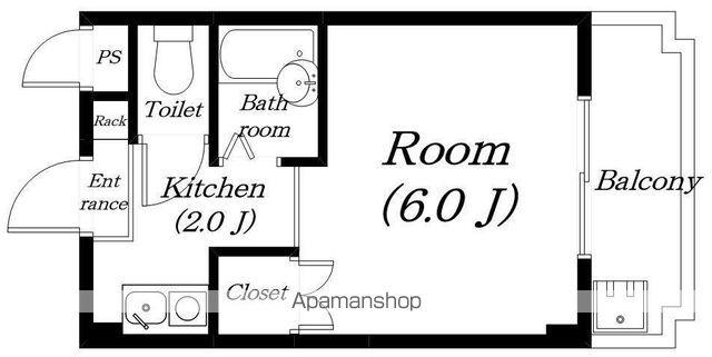 グラヴィA・B(1K/2階)の間取り写真