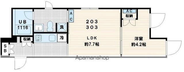 FULLEA代々木(1LDK/3階)の間取り写真