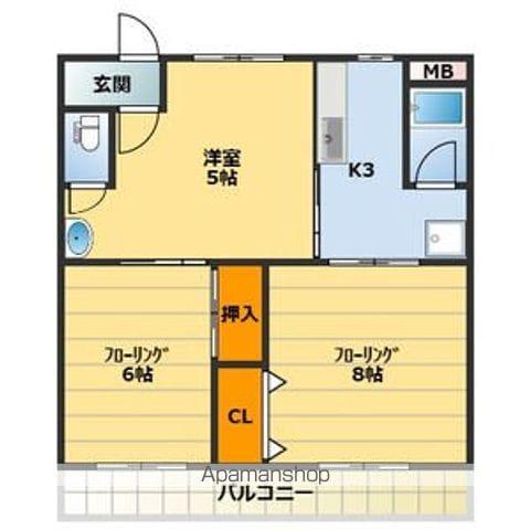 名古屋市名城線 茶屋ケ坂駅 徒歩6分 3階建 築49年(3K/3階)の間取り写真